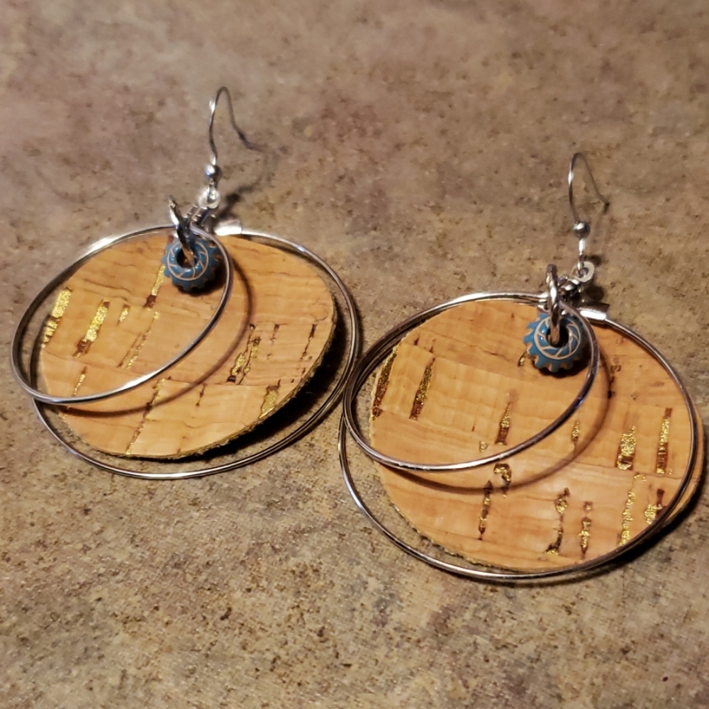 ‼‼‼CORK HANDMADE FAUX LEATHER EARRINGS SO CUTE ‼‼‼